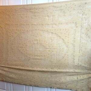 Beige Rectangular Lace Tablecloth 58” Wide x 82” Beautiful Vintage Long Woven